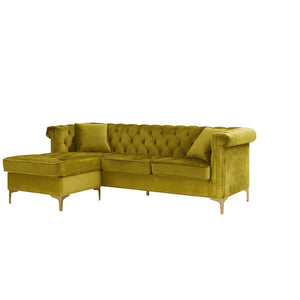 Adorn Homez Easton Chesterfield L Shape (4 Seater) Sofa Sectional in Premium Velvet Fabric