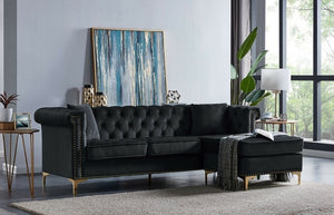 Adorn Homez Easton Chesterfield L Shape (4 Seater) Sofa Sectional in Premium Velvet Fabric