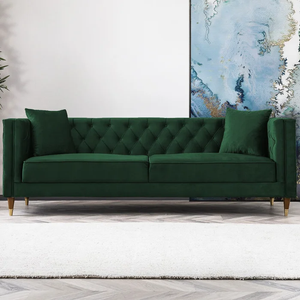 Adorn Homez Boston Chesterfield Premium 3 Seater Sofa in Suede Velvet Fabric