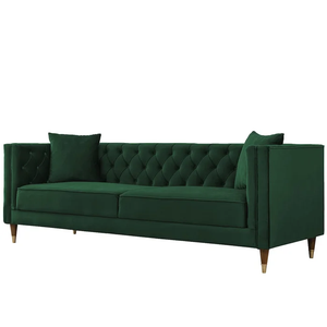 Adorn Homez Boston Chesterfield Premium 3 Seater Sofa in Suede Velvet Fabric