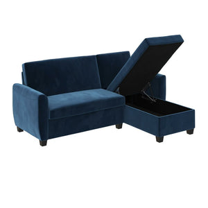 Adorn Homez Carson L Shape 4 Seater Sofa Sectional with Storage in Velvet Fabric