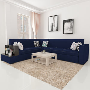 Adorn Homez Prime L Shape Sofa Sectional (5 Seater) in Fabric with Wooden Side Table