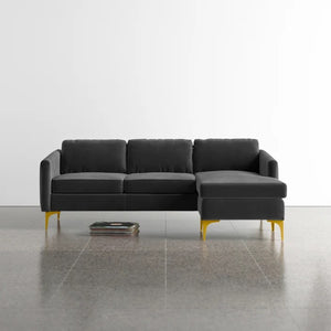 Adorn Homez Pearl L shape Sofa (4 Seater) in Velvet Fabric