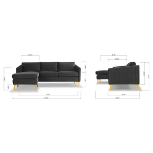 Adorn Homez Pearl L shape Sofa (4 Seater) in Velvet Fabric
