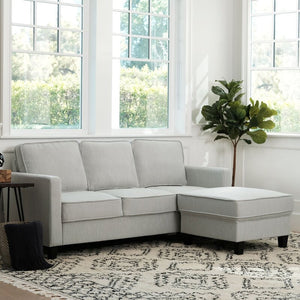 Adorn Homez Riga 3 Seater Sofa +Ottoman in Linen Fabric - Order Now