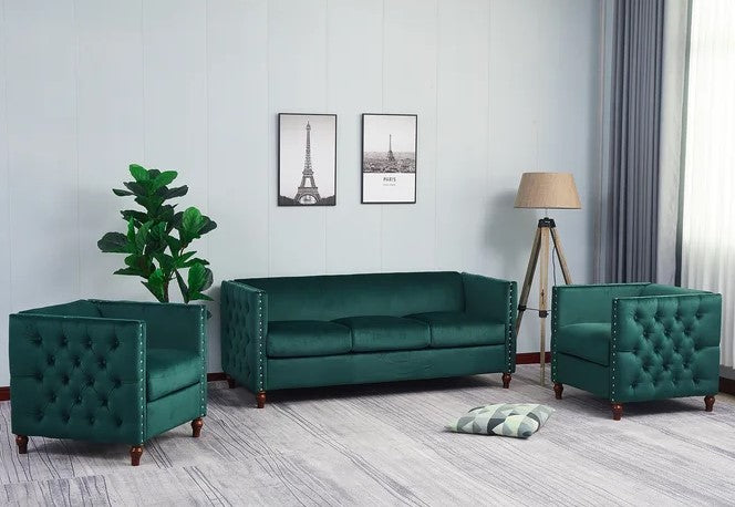Adorn Homez Quito 3+1+1 (5 Seater) Sofa Set in Premium Velvet Fabric