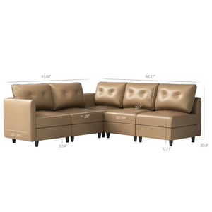 Adorn Homez Diego Modular L shape Sofa Sectional (5 Seater) (With Storage) in Leatherette
