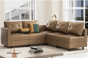 Adorn Homez Diego Modular L shape Sofa Sectional (5 Seater) (With Storage) in Leatherette
