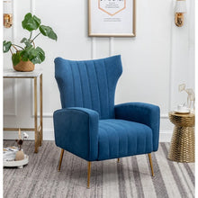 Load image into Gallery viewer, Adorn Homez Lucas Wing Chair in Premium Velvet Fabric
