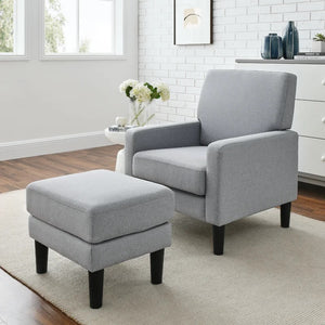 Adorn Homez Franco Accent Chair with Ottoman in Fabric