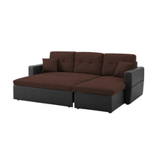 Load image into Gallery viewer, Sofa Cum Bed with Storage - Adorn Homez - L Shaped Sofa Bed with Storage - Leo Sofa Bed with Storage in High-Quality Leatherette &amp; Fabric
