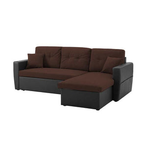 Sofa Cum Bed with Storage - Adorn Homez - L Shaped Sofa Bed with Storage - Leo Sofa Bed with Storage in High-Quality Leatherette & Fabric