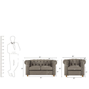 Adorn Homez Strathford  Chesterfield Premium Sofa Set 2+1+1 in Fabric