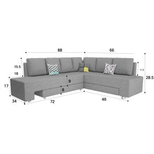 Load image into Gallery viewer, Adorn Homez Imperial L Shape Sofa Cum Bed LHS - Fabric - With Cushions
