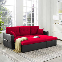 Load image into Gallery viewer, Sofa Cum Bed with Storage - Adorn Homez - L Shaped Sofa Bed with Storage - Leo Sofa Bed with Storage in High-Quality Leatherette &amp; Fabric
